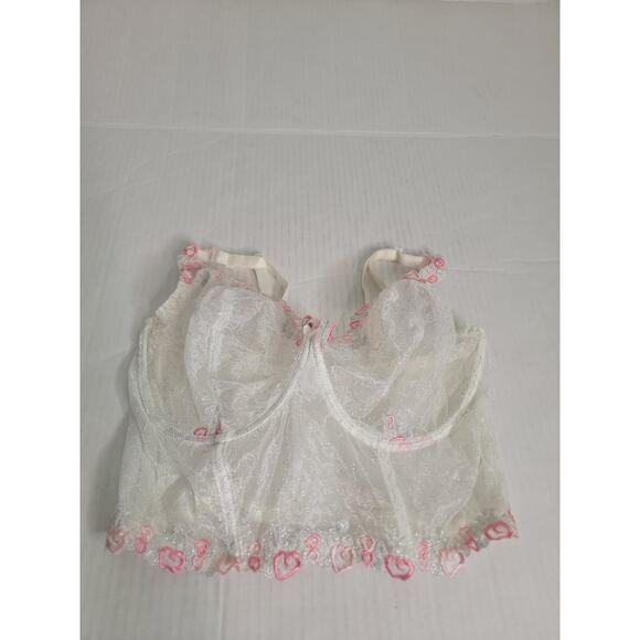 Victorias Secret Bralette Bra 40DD Lace Corset Style Bridal Sheer Coquette - Picture 2 of 9